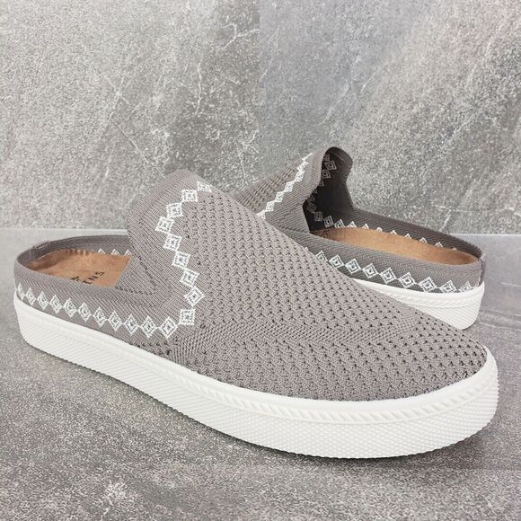 Earth Origins Shoes 8 Medium Embroidered Knit Slip On Mules Zilly Granite - Picture 1 of 12